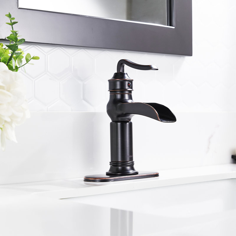 Single-Hole Single-handle Bathroom Faucet with Drain Assembly, Oil Rubbed Bronze