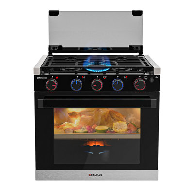 CAMPLUX Elite Series 21-Inch 3 Burners 1.8 Cu. Ft. Drop-In Propane Gas Range with Oven, Flame Failure Protection, and Backlit Knobs - Black