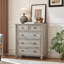 Ensemble de commode et table de chevet 5 tiroirs, mobilier de chambre en bois de ferme avec station de charge et colonne romaine pour la chambre à coucher, le salon et le couloir-133665154