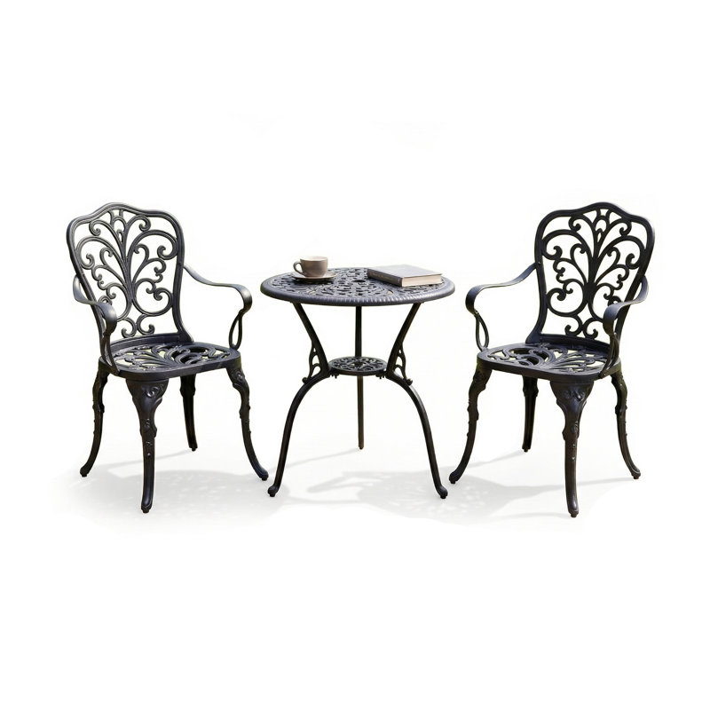 Musselman 2 - Person Patio Dining Set with Round Table, Grey