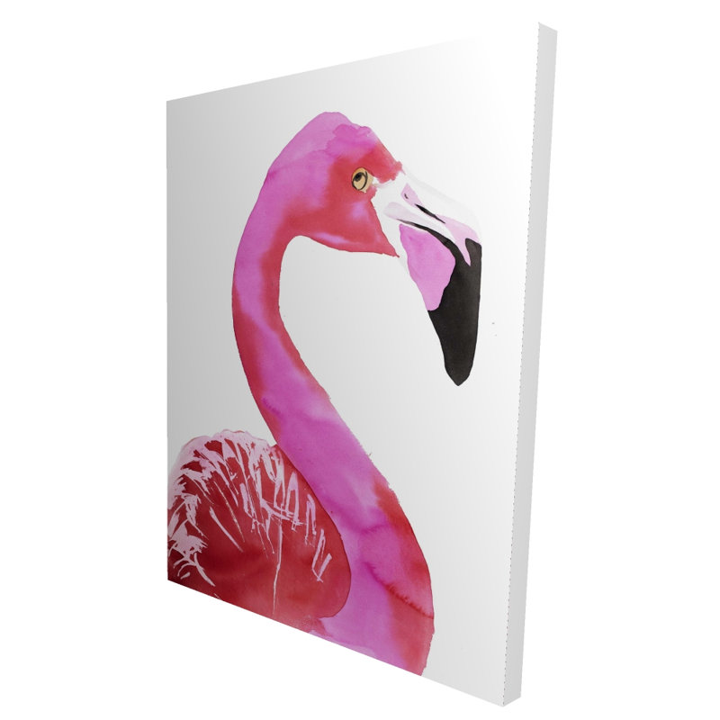 Watercolor Proud Flamingo Profile - Toile rose, décoration intérieure