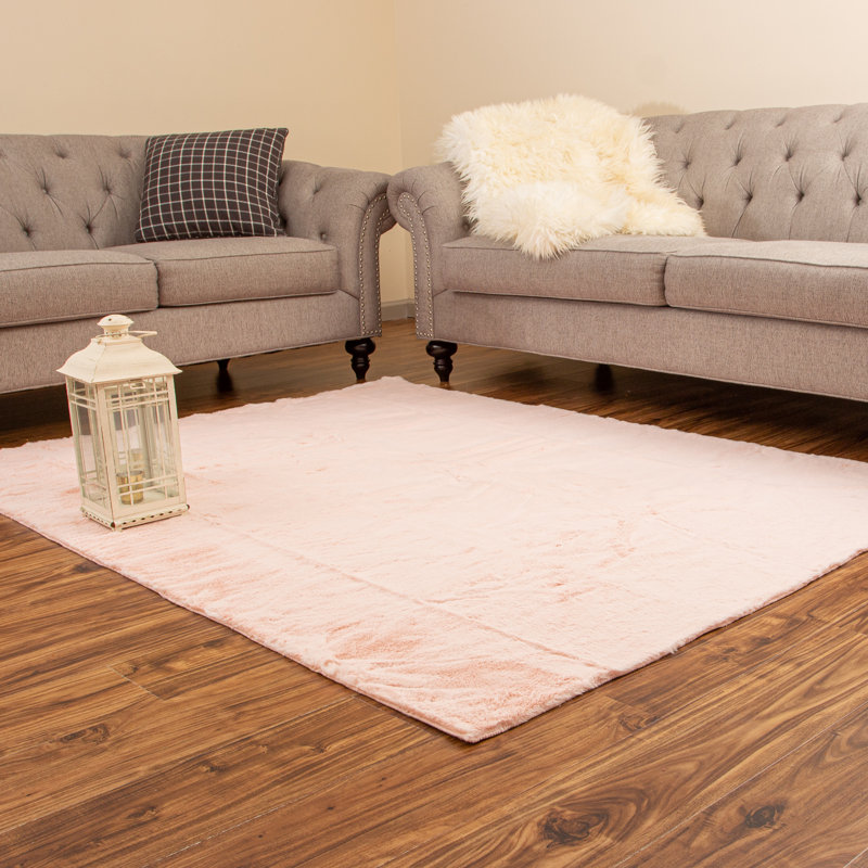 Tapis rose clair à poils longs Avetta, Rectangle 3 pi 11 po x 6 pi