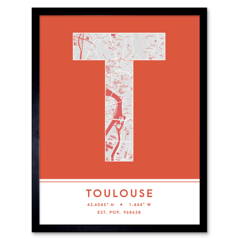 Toulouse City Map Toulouse Orange 1 Piece Single Picture Frame Wall Art