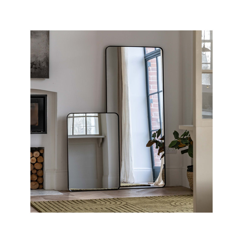 Anna Metal Framed Rectangle Mirror, Black