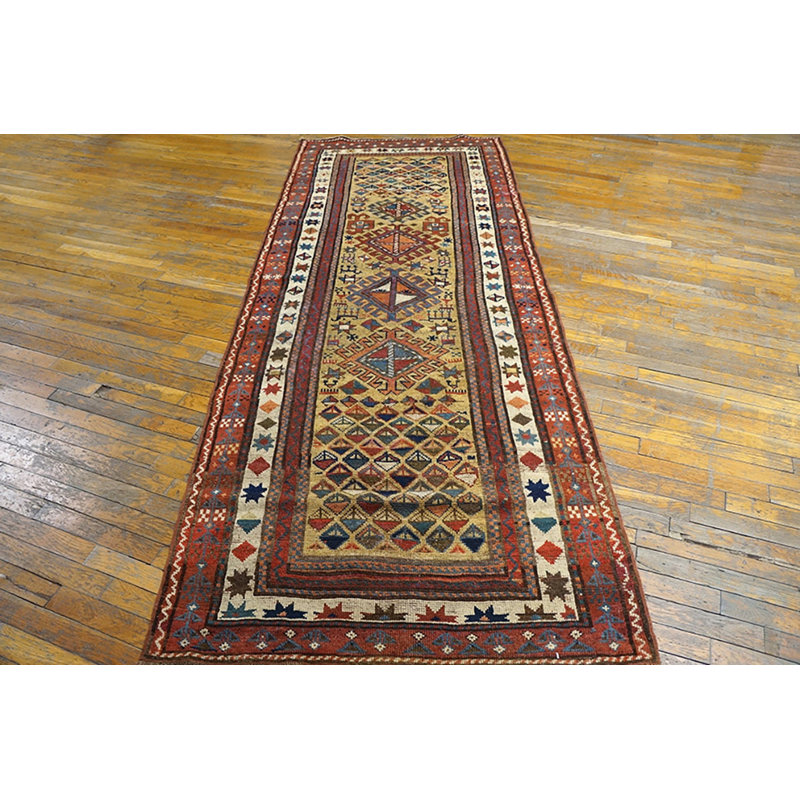 Antique Caucasian - Ganjeh Hallway Runner Wool Yellow Rug