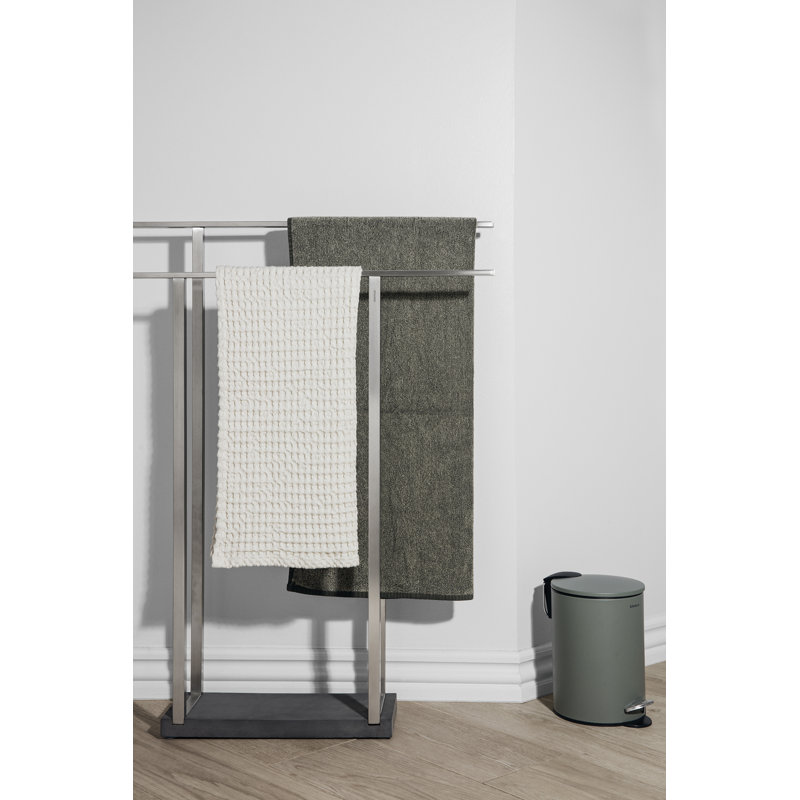 Polished Stainless Steel Freestanding Double Towel Rack