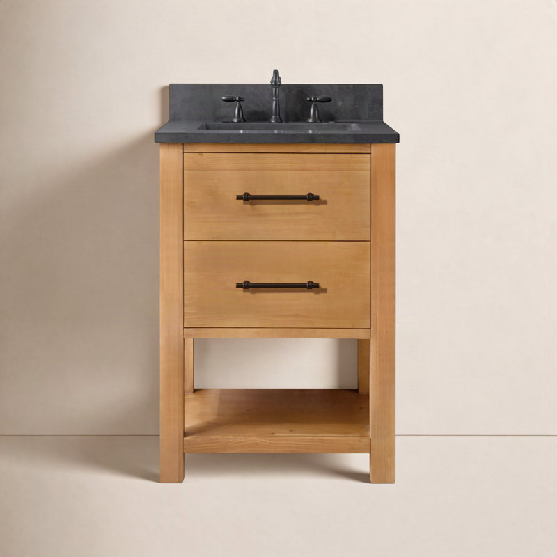 Ensemble de meuble-lavabo simple 24 po Keri, Naturel / Noir antique