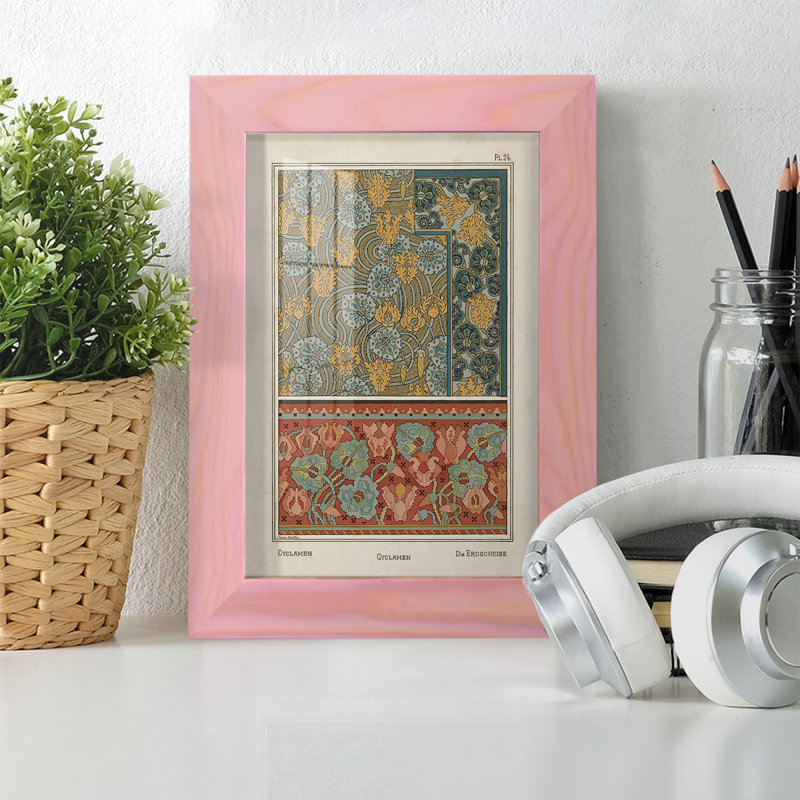 Nouveau Decorative I, reproduction d'art encadrée, H 9 po x l 7 po x P 1 po, Rose