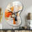Orange Grey Line Art Abstract Expressionism - Boom Shape Unique Line Art Wall Clock-105565251