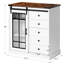 Buffet de chambre à coucher moderne et minimaliste avec 5 tiroirs et 2 tablettes réglables, éclairage à DEL intégré, blanc et noyer foncé