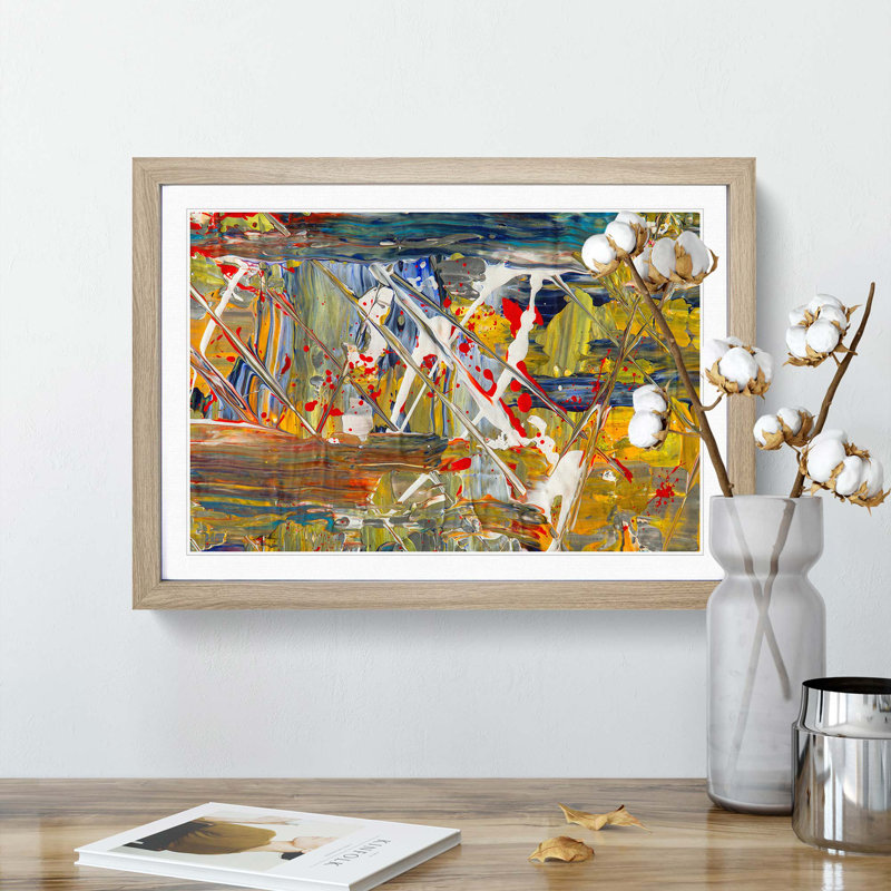 Abstract Art Painting Vol.428 by S.Johnson - Picture Frame Painting Print, 36cm H x 48cm W x 2cm D, Oak Framed