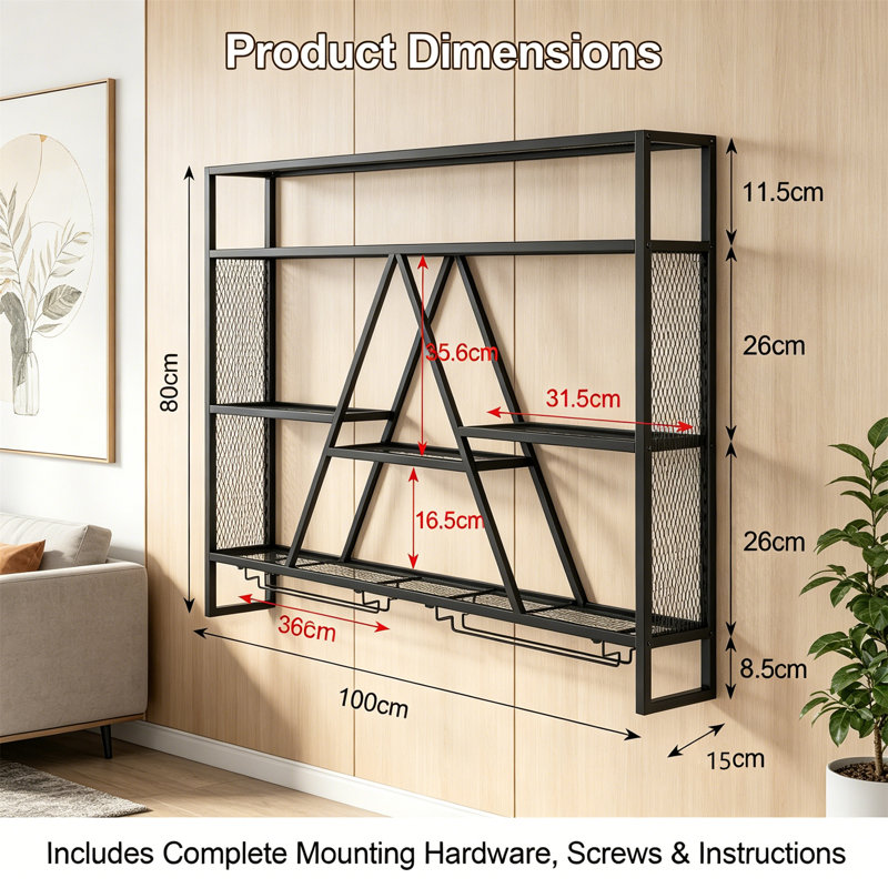 Wine Bottle & Glass Rack Black