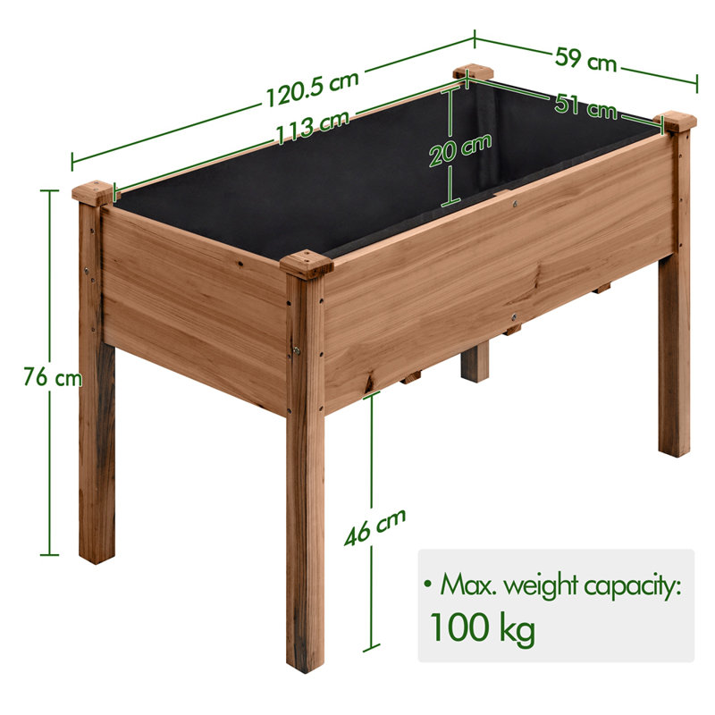 Rectangle Wood  Planter Raised Bed, Dark Brown