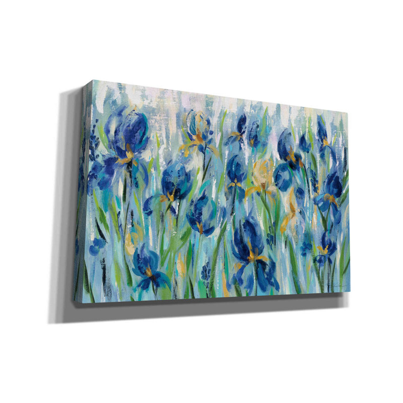 «Iris Flower Bed» par Silvia Vassileva, art mural sur toile, 26 po x 18 po, H 18 po x l 26 po x P 0,75 po