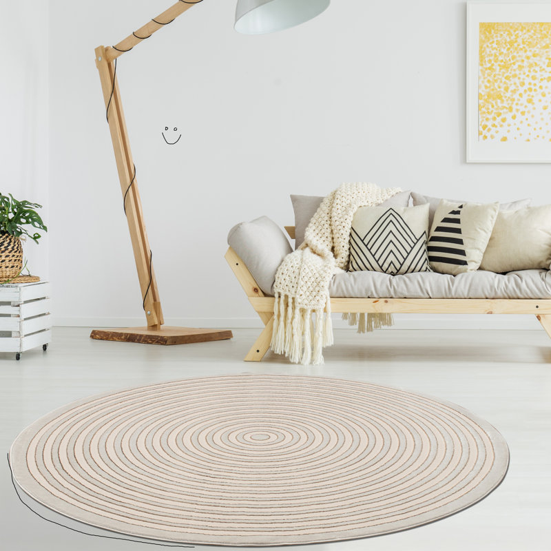3D Effect Geometric Area Rug Soft Short Pile Carpet For Living Room, Bedroom Hallway Rug Floor Mats Door Mats, Round 170 cm