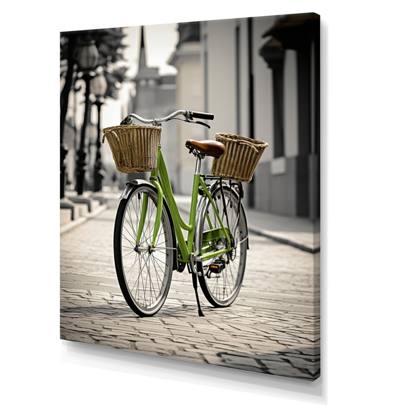 Vélo à deux roues, compagnons encadrés sur toile, H 32 po x l 24 po x P 1 po, Toile tendue