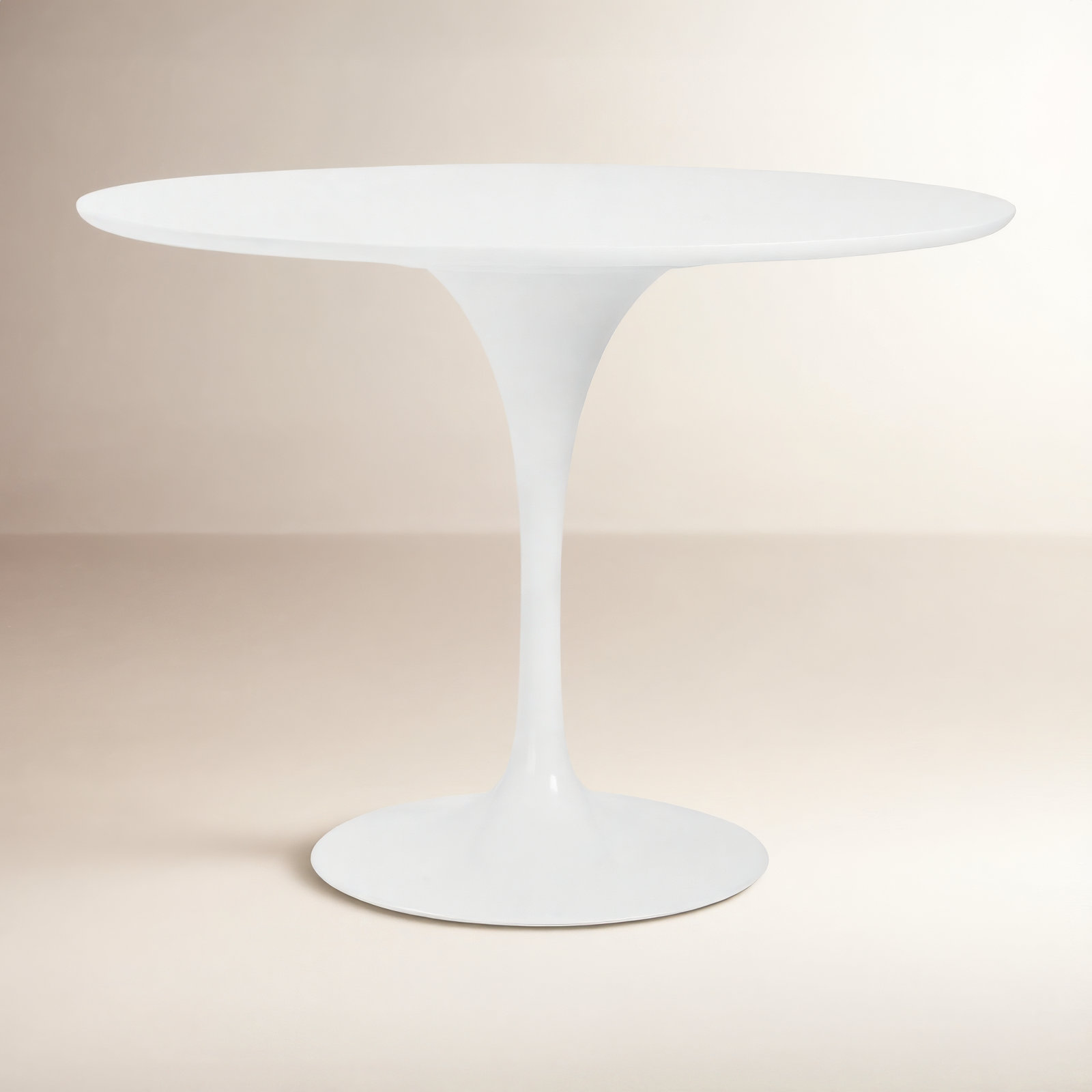 Flow 39.4'' Round Dining Table, White/White