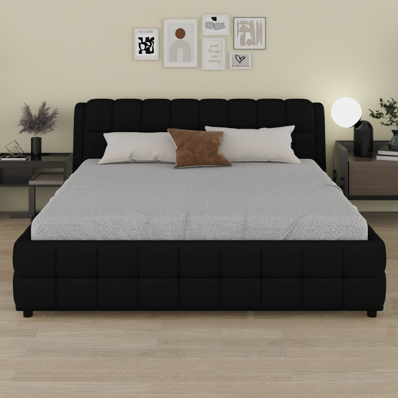 Lit plateforme tapissier Contemporary, Noir