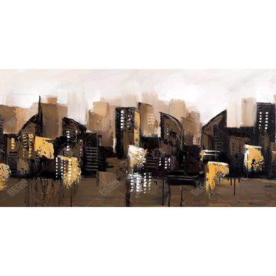 Brown abstract cityscape - 15.75"x31.50" Desk mat