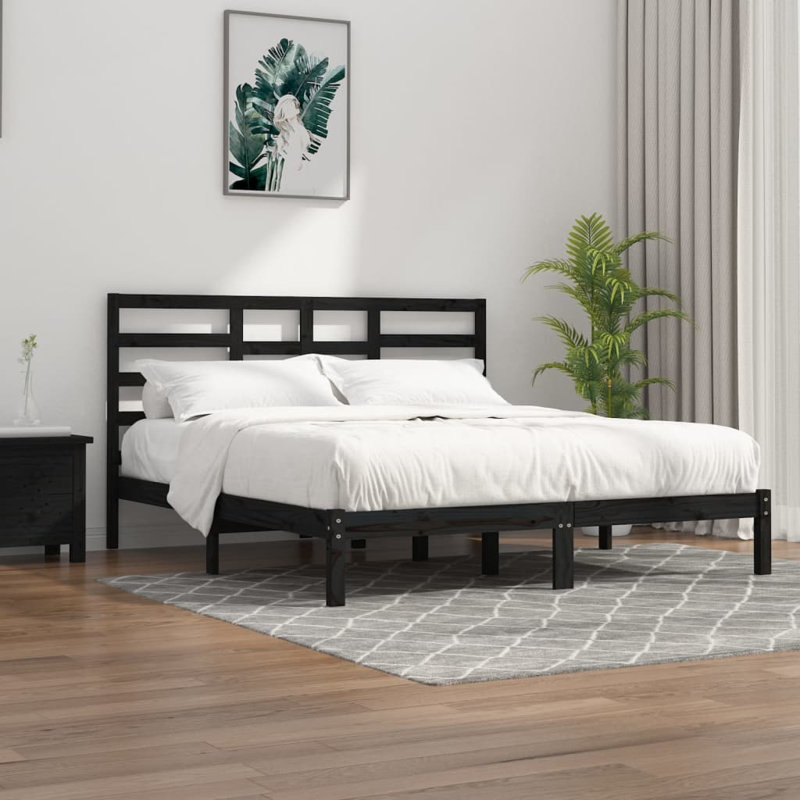 Nicklas Solid Wood Bed, Black, Super King (6')