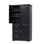 Armoire de rangement haute et large avec portes pour salle de bain / bureau, trois tiroirs, noir, buffet