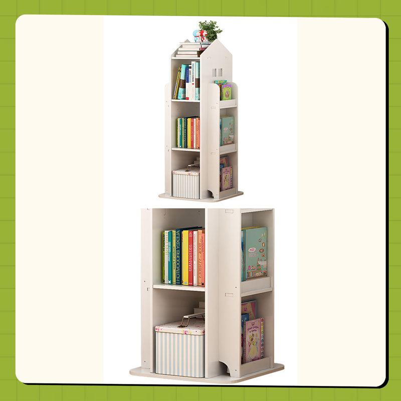 4-Tier Rotating Bookshelf, WHITE