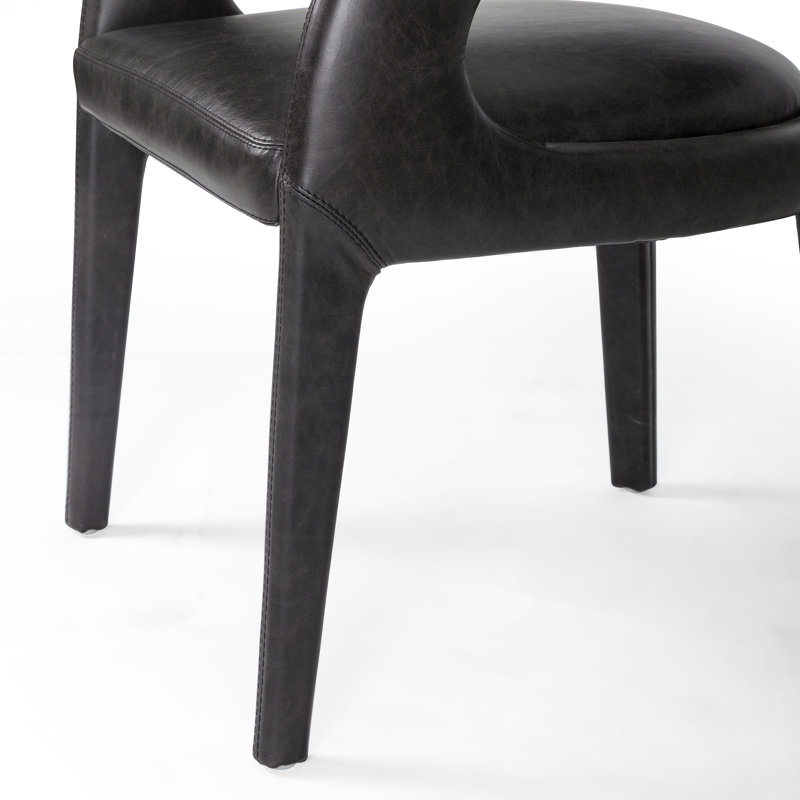 Hawkins Standard Upholstered Arm Chair, Sonoma Black Genuine Leather