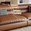 Canapé modulaire brun en cuir véritable-1021860789