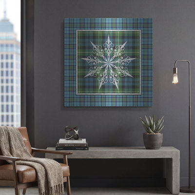  «Plaid Snowflakes 3» par Jean Plout, art mural en métal, 36 po x 36 po