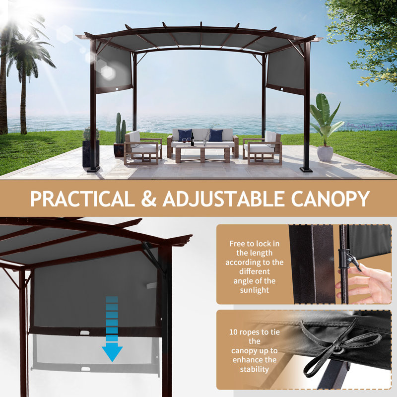 12 pi. L 9 pi. D Pergola en acier avec auvent