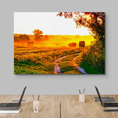 Nature paysage été campagne ferme coucher de soleil nature sauvage photographie moderne Art Decor paysage BA02