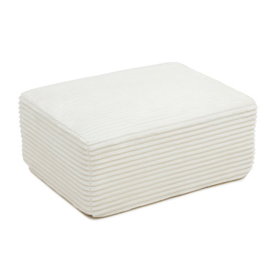 Corduroy Ottoman, Upholstered Cloud Ottoman for Boneless Couch in A Box, Compressed Memory Foam Footrest No Assembly Require