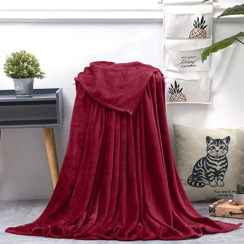 Adamczyk Soft Touch Mink Faux Fur Plush Sofa Throw/Blanket , 230cm x 270cm, Burgundy