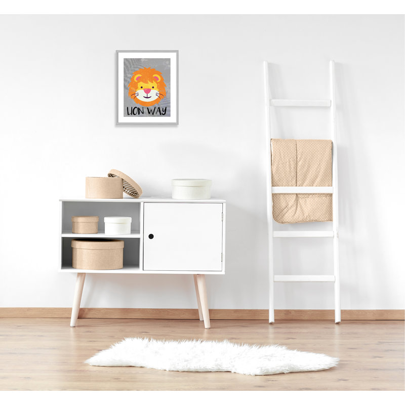 Impression sur papier Lion Way, H 24,5 po x l 20,5 po x P 1,18 po, Encadré de boîte argent