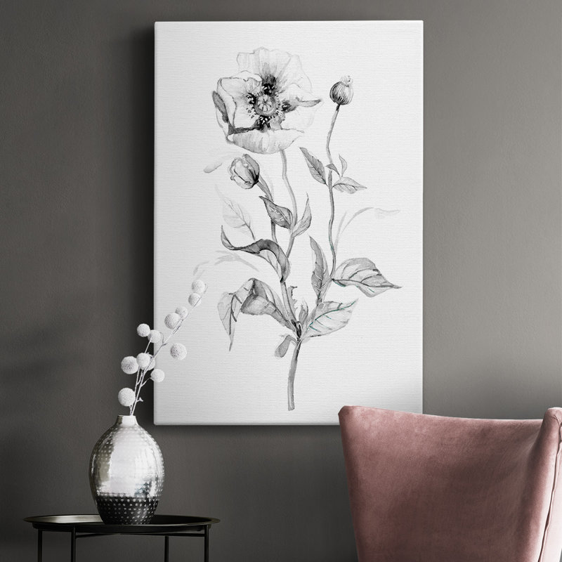 Croquis de coquelicots sauvages sur toile, H 12 po x l 8 po x P 1 po