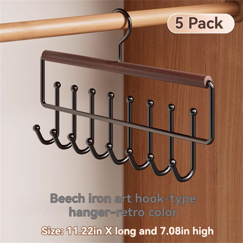 Cintre à crochets en bois massif de qualité supérieure - Organisateur peu encombrant pour attaches, sangles, soutiens-gorge et sacs