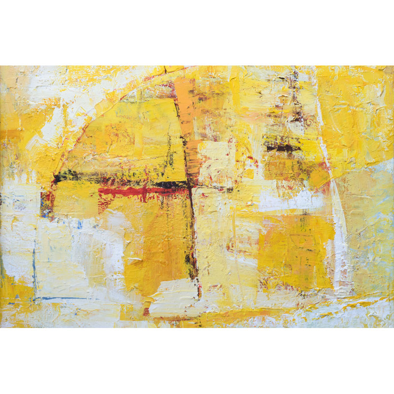 Abstrait jaune par - peinture sur toile tendue, H 8 po x l 12 po