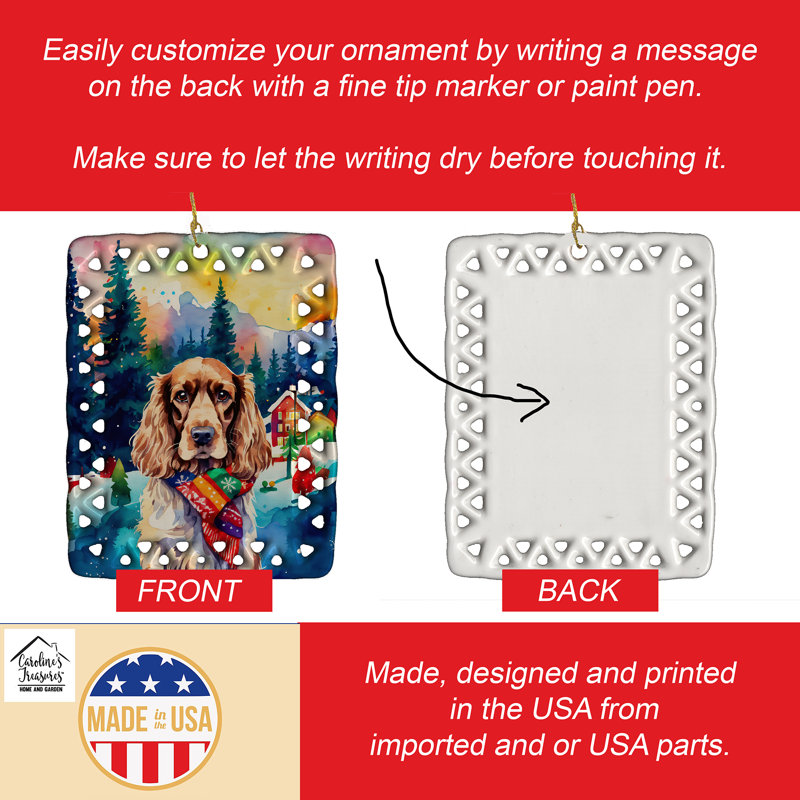 Ornement en porcelaine de Noël English Cocker Spaniel, Épagneul cocker anglais 3449