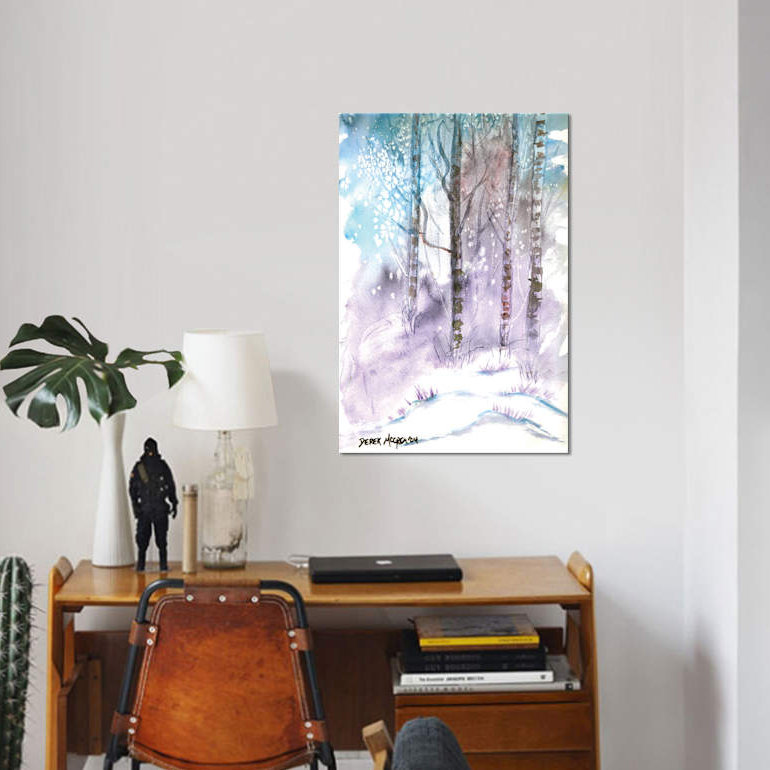« winter landscape », reproduction sur toile, H 12 po x l 8 po x P 0,75 po, Pas de tapis, Toile tendue