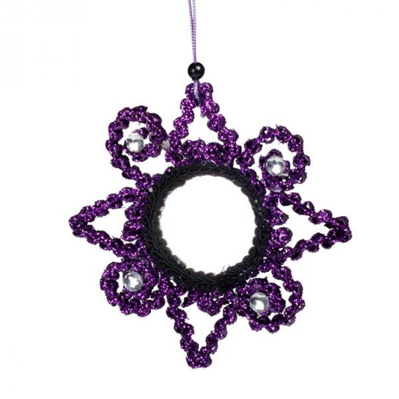 Glass Plants & Flowers Holiday Shaped Ornament, Purple / Black