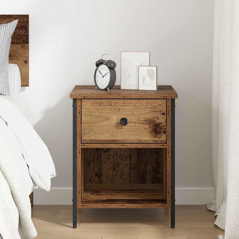 40cm W Manufactured Wood Bedside Table, Old Wood