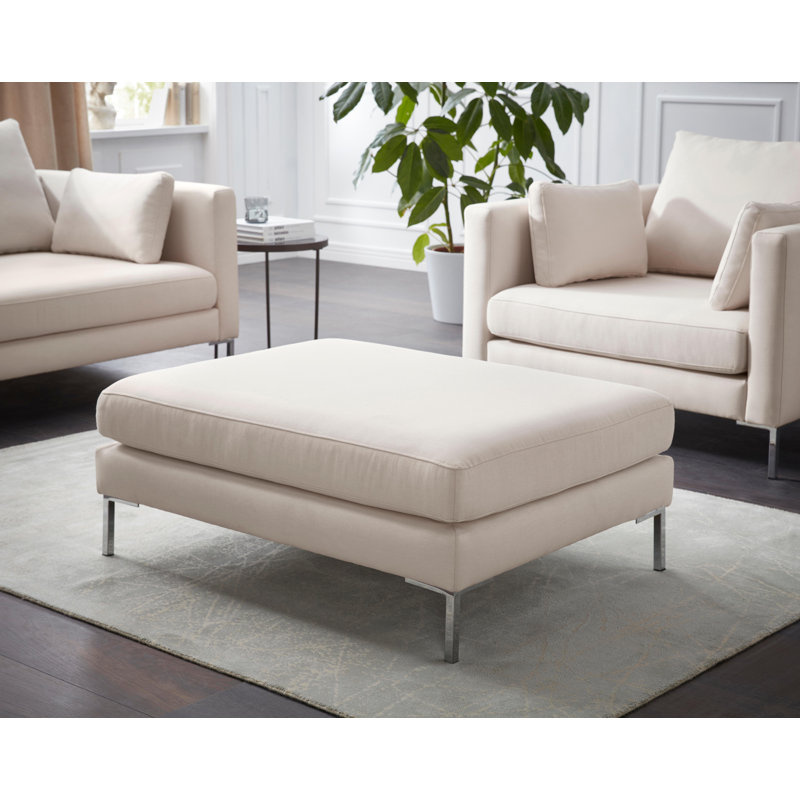 Marius 105cm Wide Ottoman, Beige , Flatweave