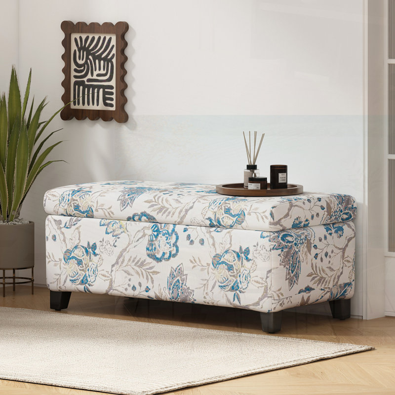 Repose-pieds avec rangement et tissu à motif floral