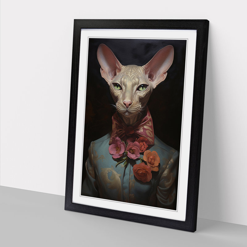 Sphynx Cat Orphism - Framed Print, Black , 46cm H x 34cm W x 2cm D
