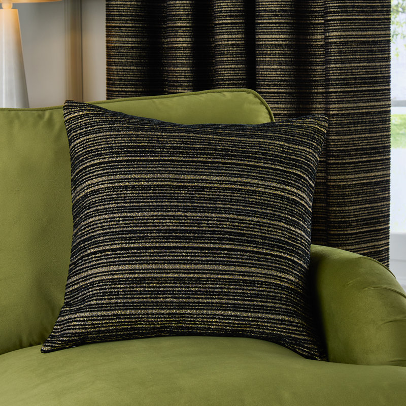 Jupiter Striped Square Cushion, Polyester, Black