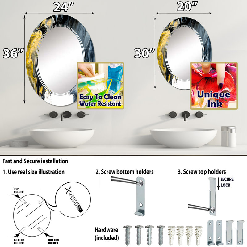 Miroir de salle de bain sans cadre, 30 po x 20 po