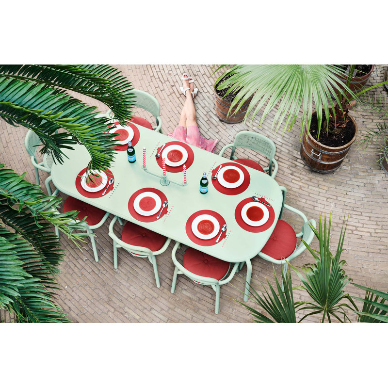 Toni Tablo Outdoor Dining Table Set With Chairs, 6, Mist Green