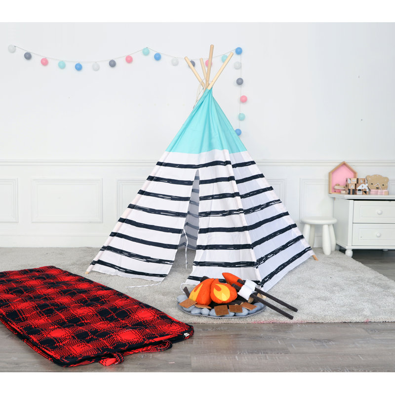 Starry Sky Glow-in-the-Dark Canvas Teepee Tent for Kids