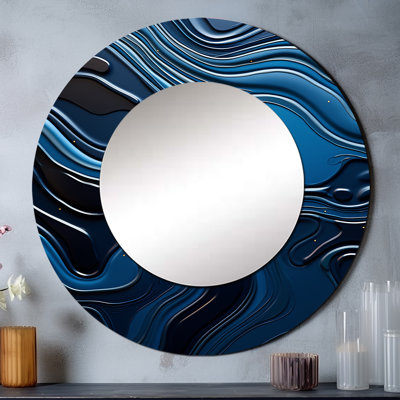Dreamy Blue Ristretto Reverie - Abstract Shapes Round Mirror Wall Decor_MTMIR109797