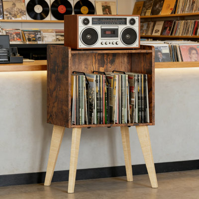 Support pour tourne-disque avec rangement Mid-Century